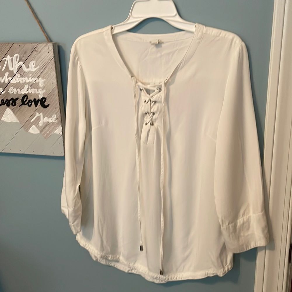 Tribal Cream Long Sleeve Ladies Top - M - Great Used Condition